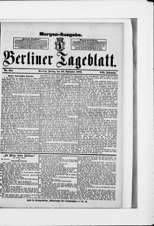 Berliner Tageblatt und Handels-Zeitung vom 30.11.1883