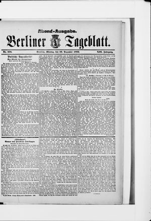 Berliner Tageblatt und Handels-Zeitung on Dec 10, 1883