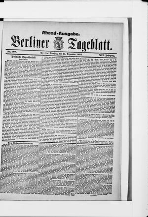 Berliner Tageblatt und Handels-Zeitung vom 11.12.1883