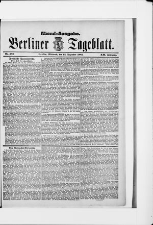 Berliner Tageblatt und Handels-Zeitung vom 12.12.1883