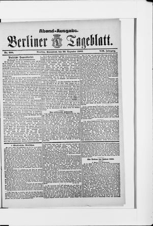 Berliner Tageblatt und Handels-Zeitung on Dec 29, 1883