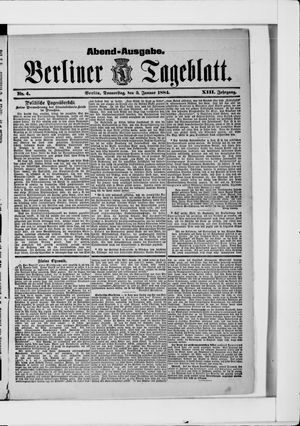 Berliner Tageblatt und Handels-Zeitung vom 03.01.1884
