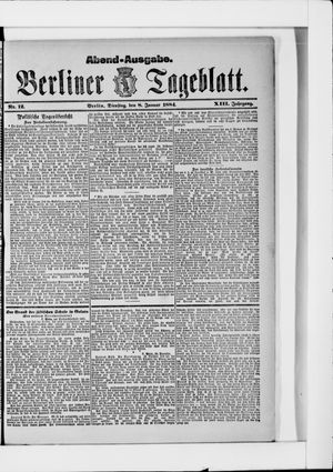Berliner Tageblatt und Handels-Zeitung vom 08.01.1884
