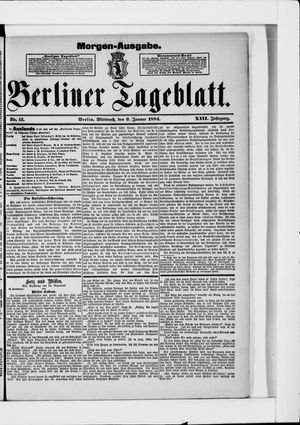 Berliner Tageblatt und Handels-Zeitung on Jan 9, 1884