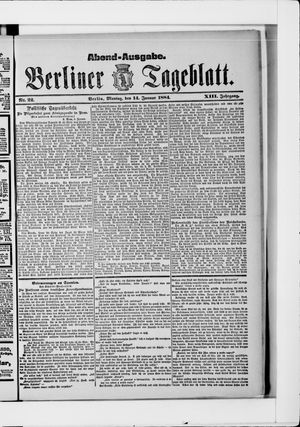 Berliner Tageblatt und Handels-Zeitung vom 14.01.1884