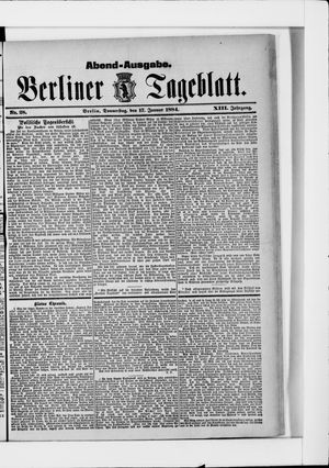 Berliner Tageblatt und Handels-Zeitung vom 17.01.1884