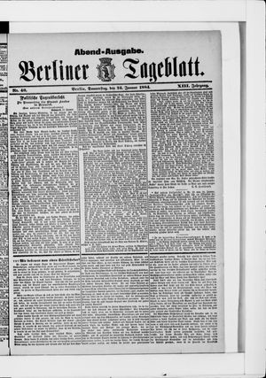 Berliner Tageblatt und Handels-Zeitung on Jan 24, 1884