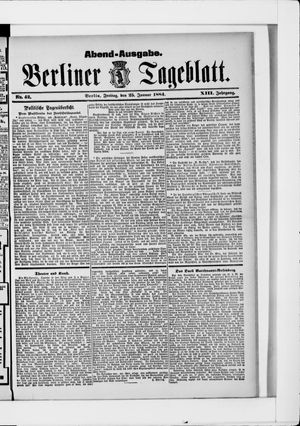 Berliner Tageblatt und Handels-Zeitung vom 25.01.1884