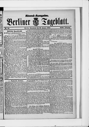 Berliner Tageblatt und Handels-Zeitung vom 26.01.1884