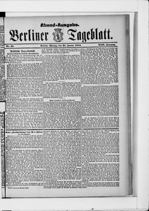 Berliner Tageblatt und Handels-Zeitung vom 28.01.1884