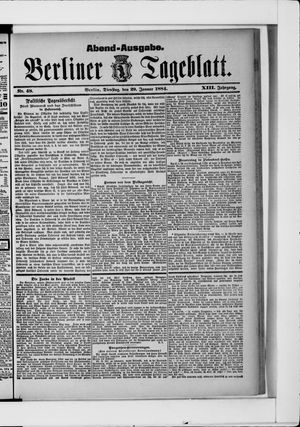Berliner Tageblatt und Handels-Zeitung vom 29.01.1884