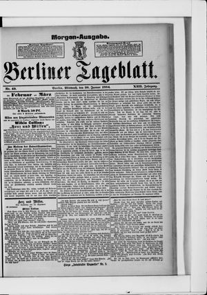 Berliner Tageblatt und Handels-Zeitung vom 30.01.1884