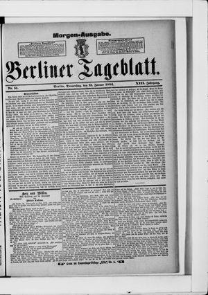 Berliner Tageblatt und Handels-Zeitung vom 31.01.1884