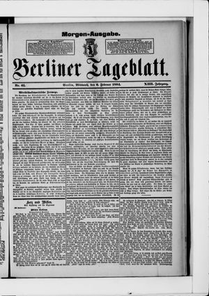 Berliner Tageblatt und Handels-Zeitung vom 06.02.1884