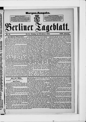 Berliner Tageblatt und Handels-Zeitung vom 12.02.1884