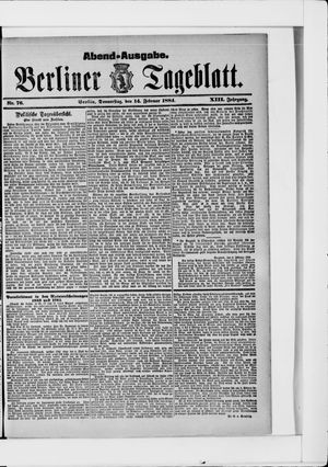 Berliner Tageblatt und Handels-Zeitung vom 14.02.1884