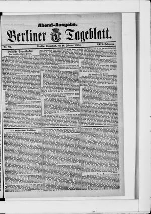 Berliner Tageblatt und Handels-Zeitung on Feb 16, 1884
