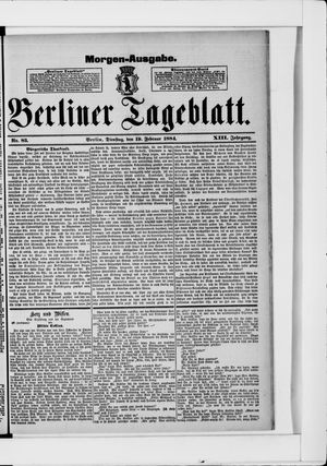 Berliner Tageblatt und Handels-Zeitung vom 19.02.1884