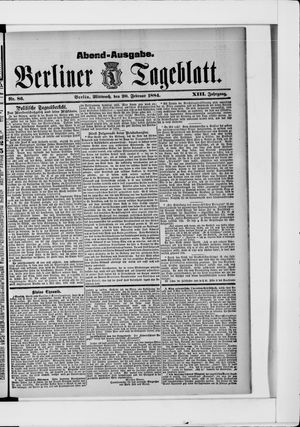 Berliner Tageblatt und Handels-Zeitung on Feb 20, 1884