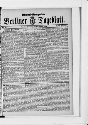 Berliner Tageblatt und Handels-Zeitung on Feb 21, 1884