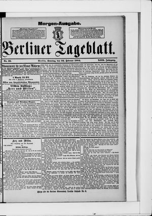 Berliner Tageblatt und Handels-Zeitung vom 24.02.1884