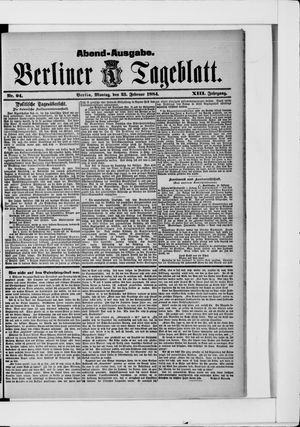 Berliner Tageblatt und Handels-Zeitung vom 25.02.1884