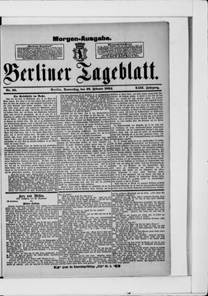 Berliner Tageblatt und Handels-Zeitung vom 28.02.1884