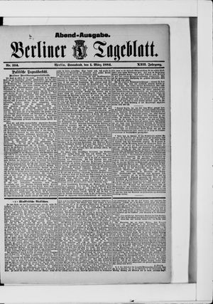 Berliner Tageblatt und Handels-Zeitung on Mar 1, 1884