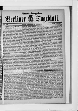 Berliner Tageblatt und Handels-Zeitung vom 10.03.1884