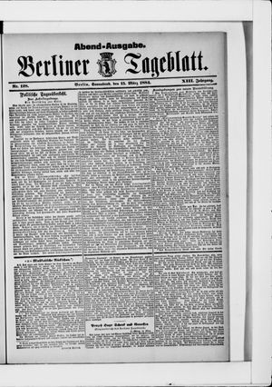 Berliner Tageblatt und Handels-Zeitung on Mar 15, 1884