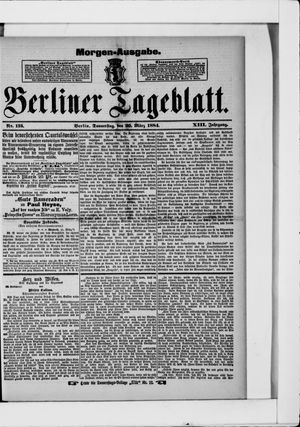 Berliner Tageblatt und Handels-Zeitung vom 20.03.1884