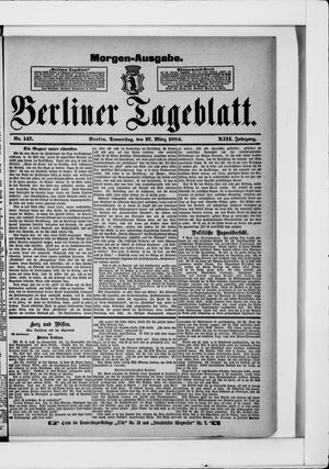 Berliner Tageblatt und Handels-Zeitung vom 27.03.1884