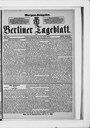 Berliner Tageblatt und Handels-Zeitung on Apr 10, 1884
