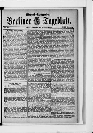 Berliner Tageblatt und Handels-Zeitung vom 10.04.1884