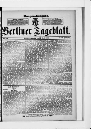 Berliner Tageblatt und Handels-Zeitung on Apr 17, 1884