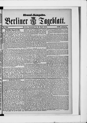 Berliner Tageblatt und Handels-Zeitung vom 19.04.1884
