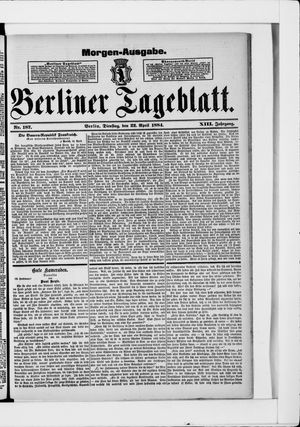 Berliner Tageblatt und Handels-Zeitung vom 22.04.1884