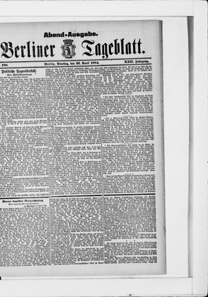 Berliner Tageblatt und Handels-Zeitung vom 22.04.1884