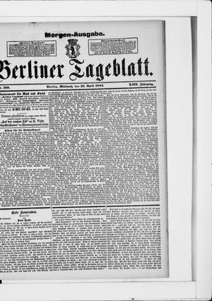 Berliner Tageblatt und Handels-Zeitung vom 23.04.1884