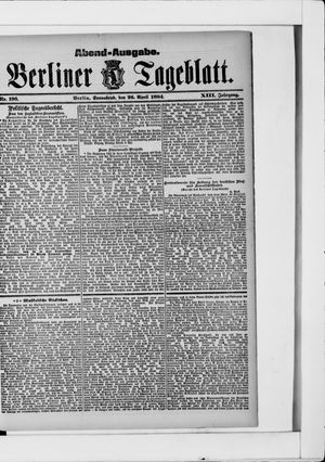 Berliner Tageblatt und Handels-Zeitung vom 26.04.1884
