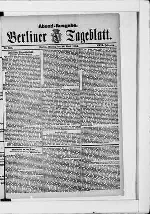 Berliner Tageblatt und Handels-Zeitung vom 28.04.1884