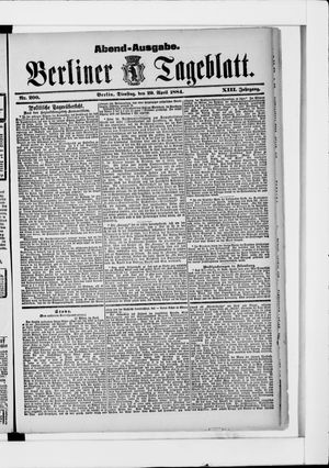 Berliner Tageblatt und Handels-Zeitung vom 29.04.1884