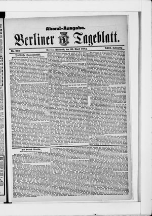 Berliner Tageblatt und Handels-Zeitung vom 30.04.1884