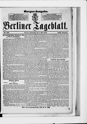 Berliner Tageblatt und Handels-Zeitung on May 1, 1884