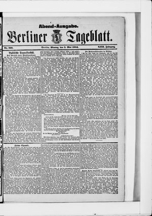 Berliner Tageblatt und Handels-Zeitung on May 5, 1884