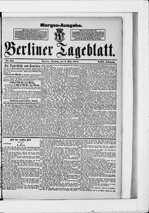 Berliner Tageblatt und Handels-Zeitung on May 6, 1884