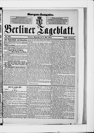 Berliner Tageblatt und Handels-Zeitung on May 7, 1884