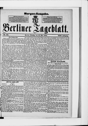 Berliner Tageblatt und Handels-Zeitung on May 13, 1884