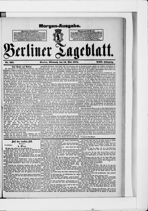 Berliner Tageblatt und Handels-Zeitung on May 14, 1884