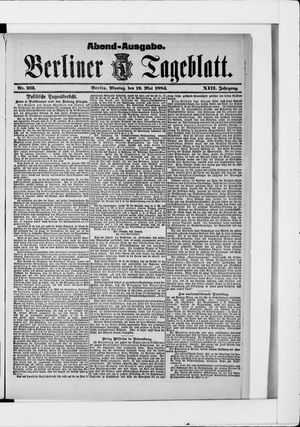 Berliner Tageblatt und Handels-Zeitung on May 19, 1884